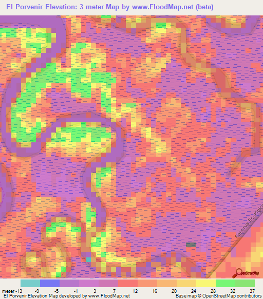 El Porvenir,Ecuador Elevation Map