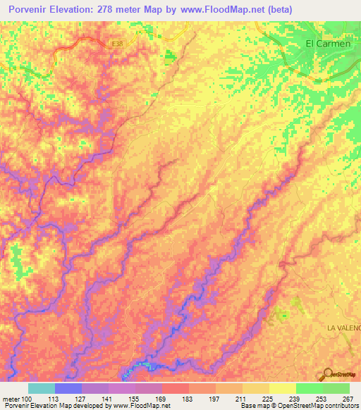 Porvenir,Ecuador Elevation Map