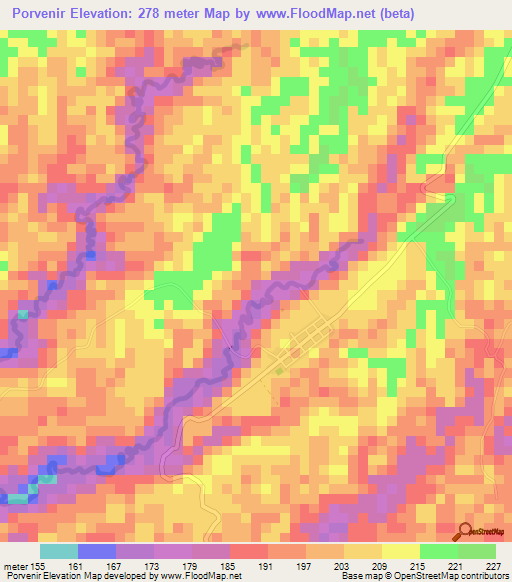 Porvenir,Ecuador Elevation Map