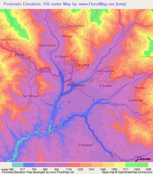 Portovelo,Ecuador Elevation Map