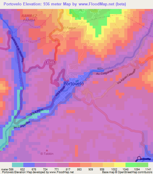 Portovelo,Ecuador Elevation Map