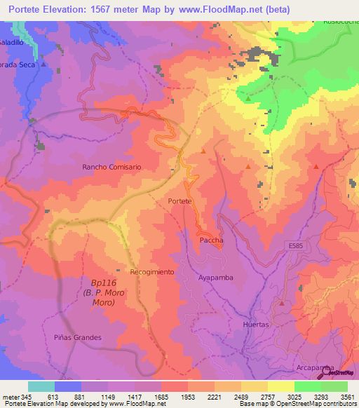 Portete,Ecuador Elevation Map