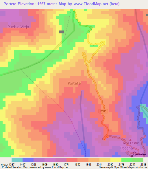 Portete,Ecuador Elevation Map