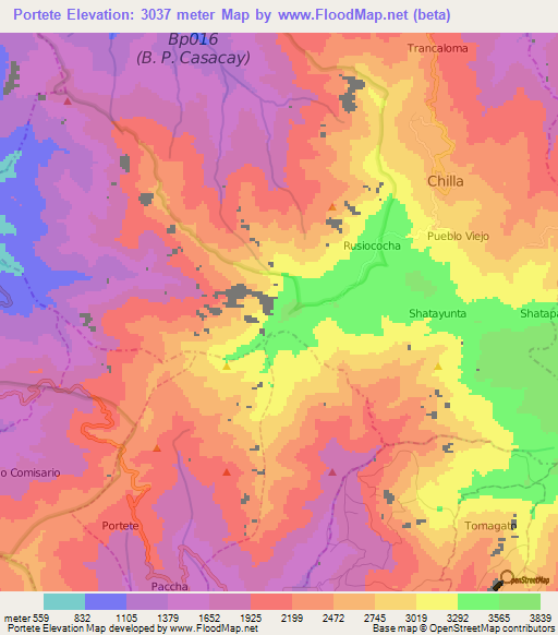 Portete,Ecuador Elevation Map