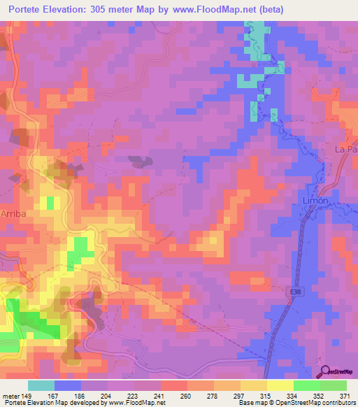 Portete,Ecuador Elevation Map