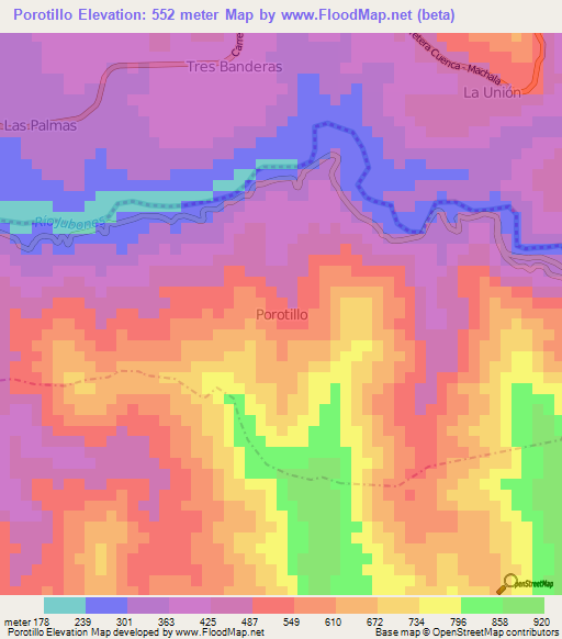 Porotillo,Ecuador Elevation Map