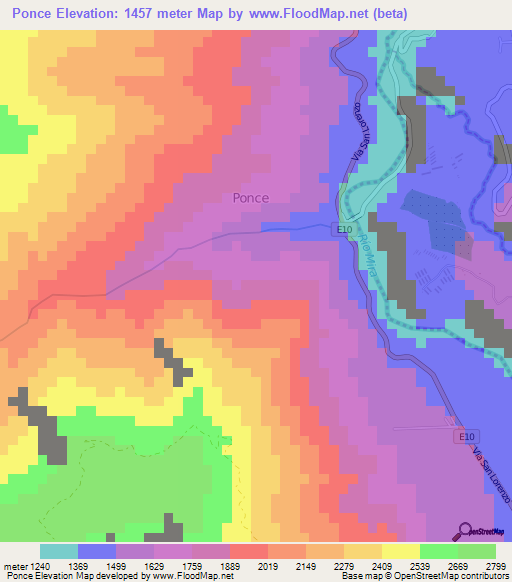 Ponce,Ecuador Elevation Map