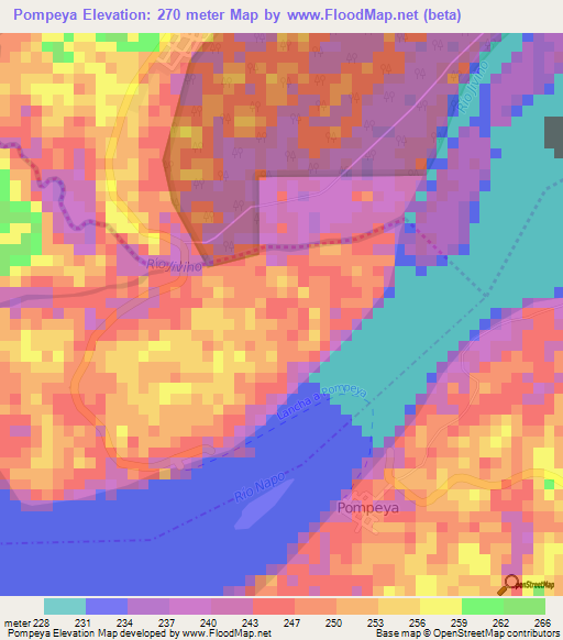 Pompeya,Ecuador Elevation Map