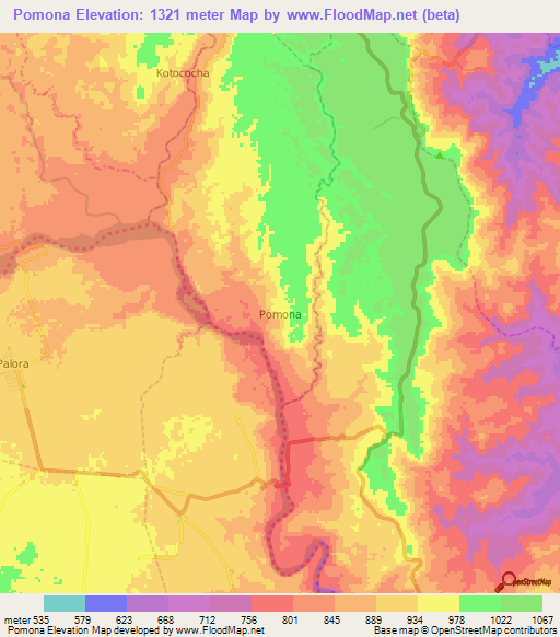 Pomona,Ecuador Elevation Map