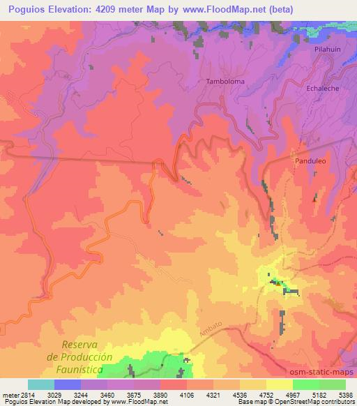 Poguios,Ecuador Elevation Map