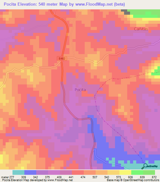 Pocita,Ecuador Elevation Map