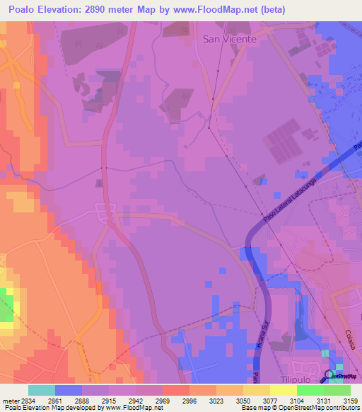 Poalo,Ecuador Elevation Map