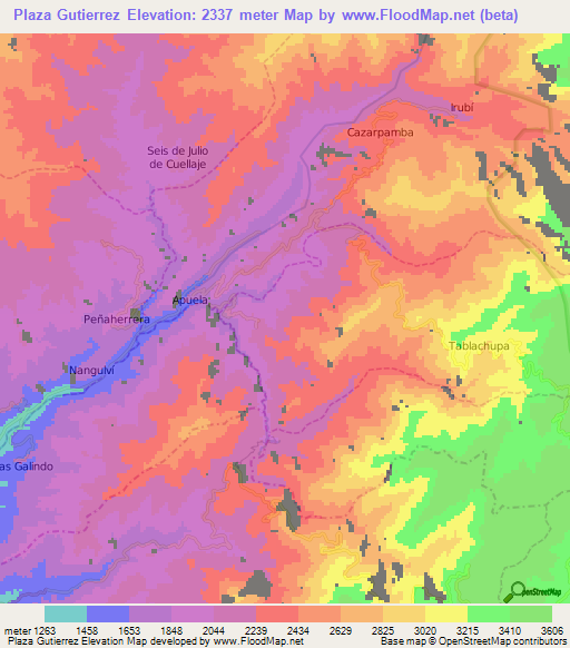 Plaza Gutierrez,Ecuador Elevation Map