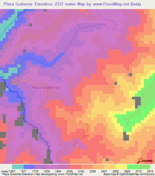 Plaza Gutierrez,Ecuador Elevation Map