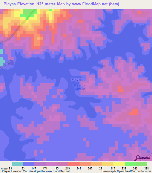 Playas,Ecuador Elevation Map