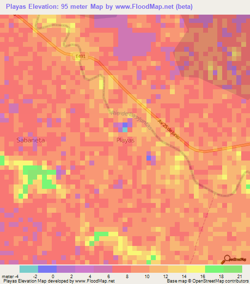 Playas,Ecuador Elevation Map