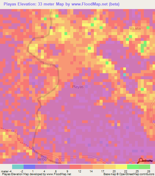 Playas,Ecuador Elevation Map