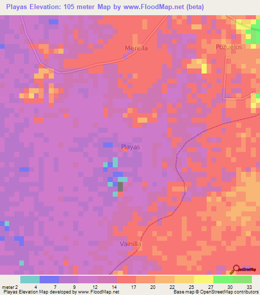 Playas,Ecuador Elevation Map