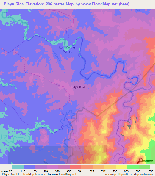 Playa Rica,Ecuador Elevation Map