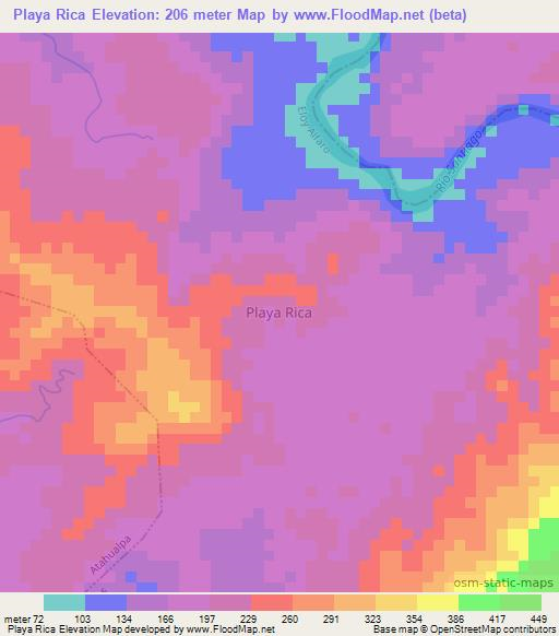 Playa Rica,Ecuador Elevation Map