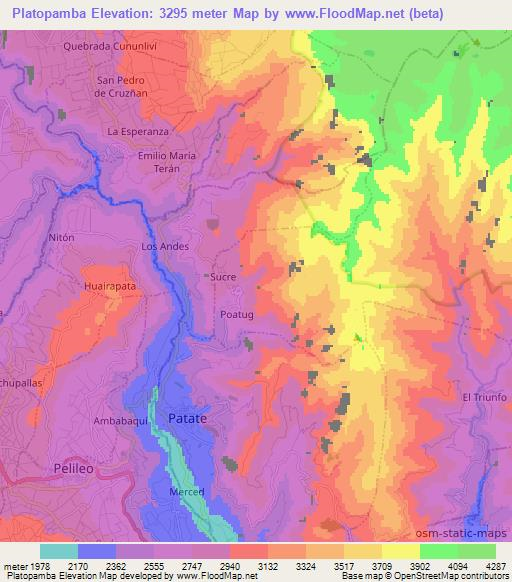 Platopamba,Ecuador Elevation Map