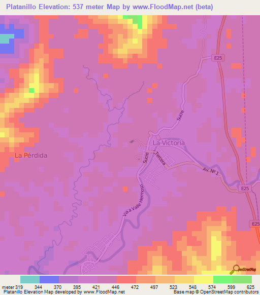 Platanillo,Ecuador Elevation Map