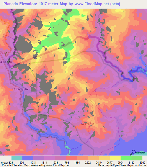 Planada,Ecuador Elevation Map
