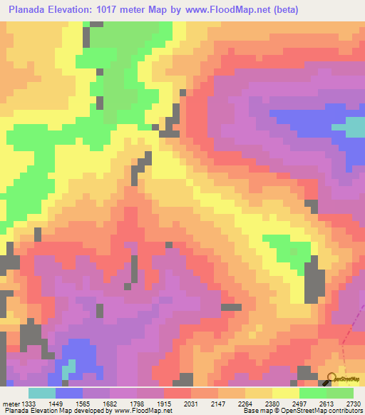 Planada,Ecuador Elevation Map