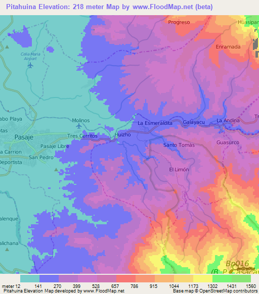 Pitahuina,Ecuador Elevation Map