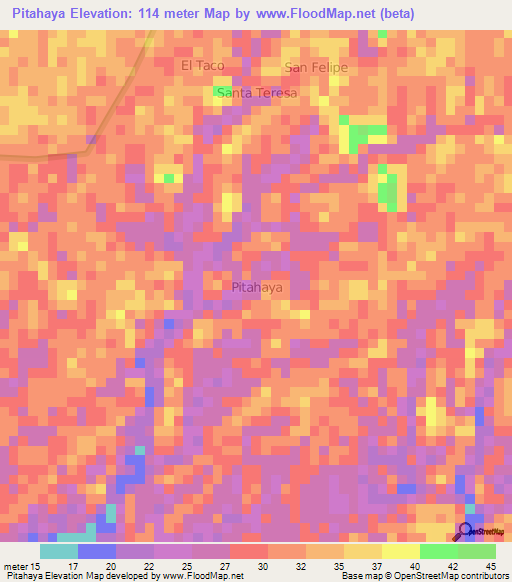 Pitahaya,Ecuador Elevation Map