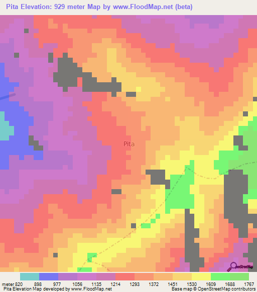 Pita,Ecuador Elevation Map