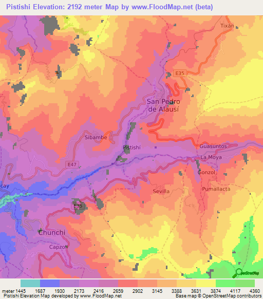 Pistishi,Ecuador Elevation Map