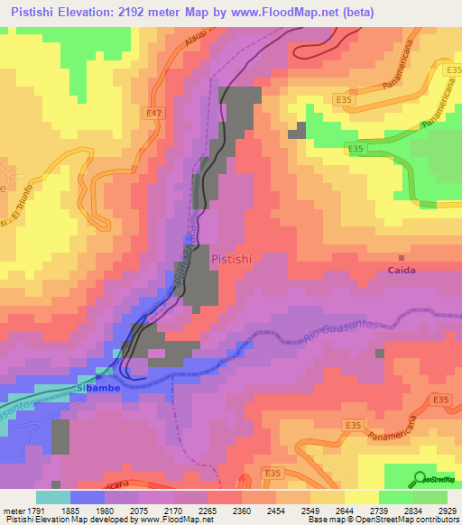 Pistishi,Ecuador Elevation Map