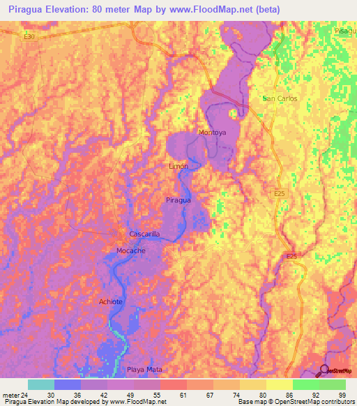 Piragua,Ecuador Elevation Map