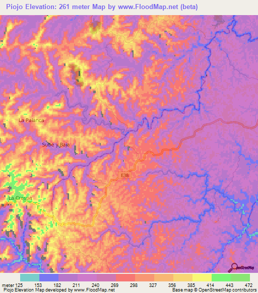 Piojo,Ecuador Elevation Map