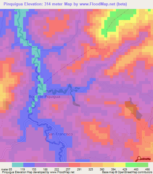 Pinquigua,Ecuador Elevation Map