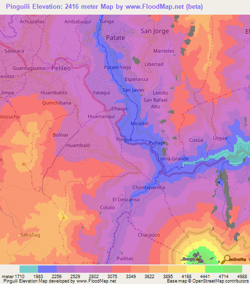 Pinguili,Ecuador Elevation Map