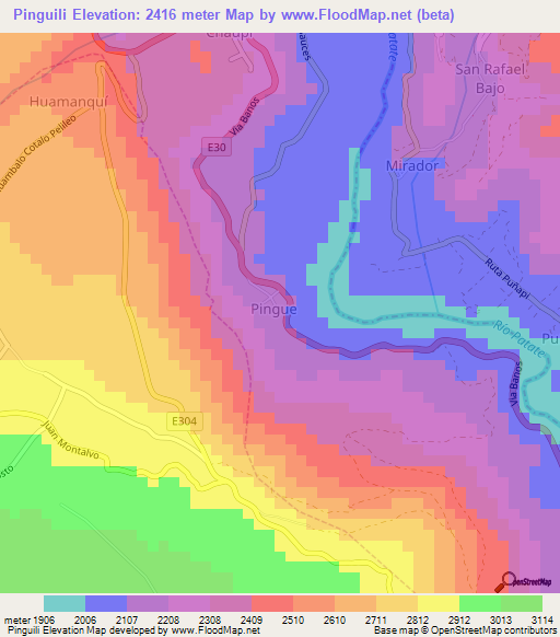 Pinguili,Ecuador Elevation Map