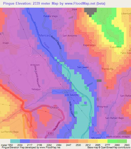 Pingue,Ecuador Elevation Map