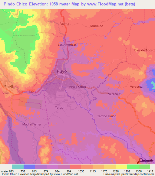 Pindo Chico,Ecuador Elevation Map