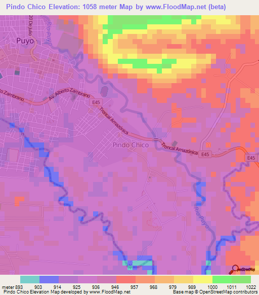 Pindo Chico,Ecuador Elevation Map