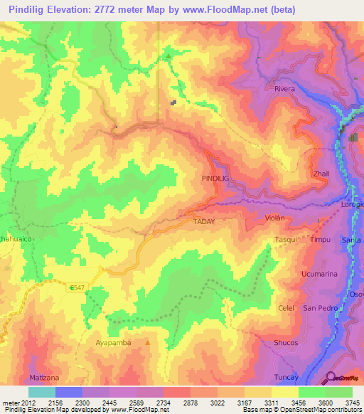 Pindilig,Ecuador Elevation Map