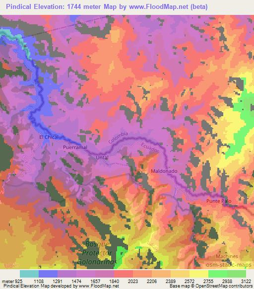 Pindical,Ecuador Elevation Map