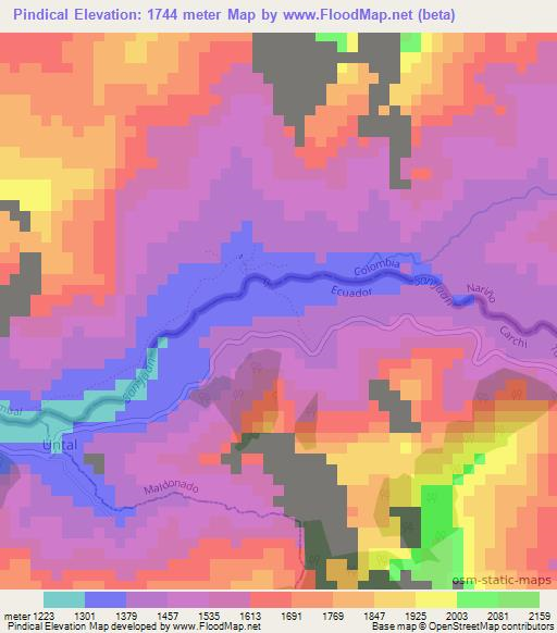 Pindical,Ecuador Elevation Map