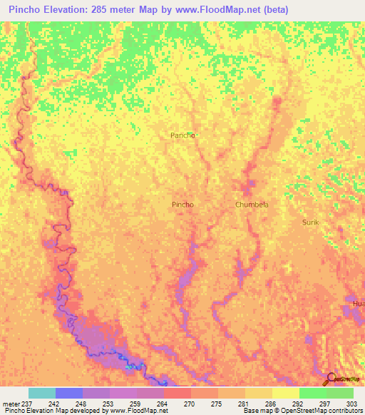 Pincho,Ecuador Elevation Map