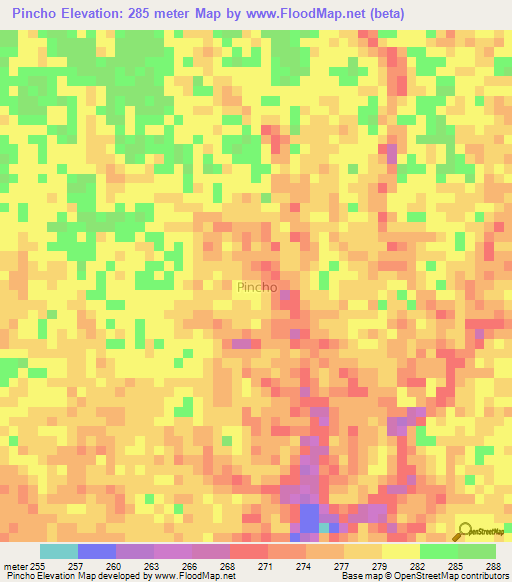 Pincho,Ecuador Elevation Map