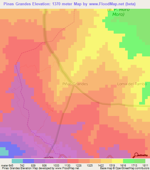 Pinas Grandes,Ecuador Elevation Map