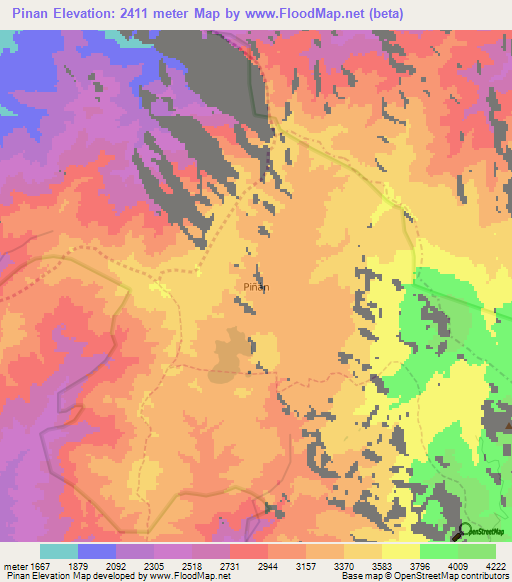 Pinan,Ecuador Elevation Map