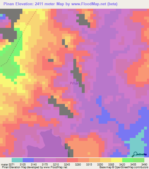 Pinan,Ecuador Elevation Map