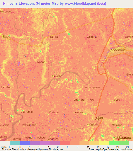 Pimocha,Ecuador Elevation Map